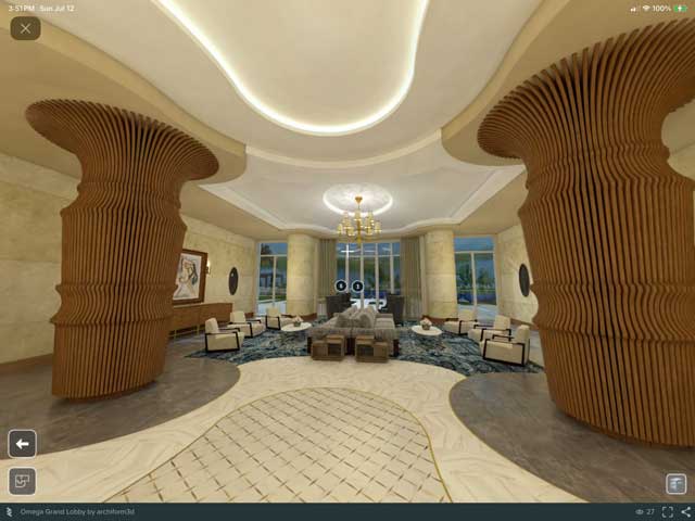 Omega lobby connected to the overall development