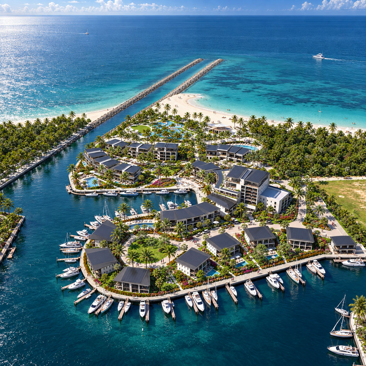 Archiform 3D visualisation of the Xanadu waterfront development